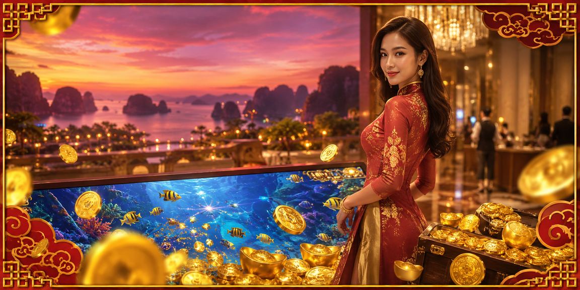 Người chơi theo dõi khuyến mãi casino bên vịnh Hạ Long qua điện thoại